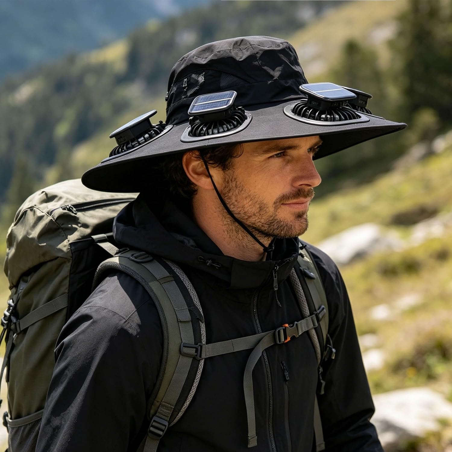 Sun Hat Wide Brim - Gorra Visera con 6 Ventiladores para