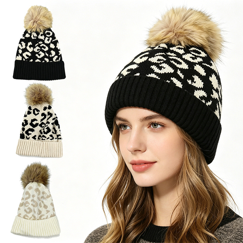 Beanie Cuffed Knit - Gorro de punto con estampado de