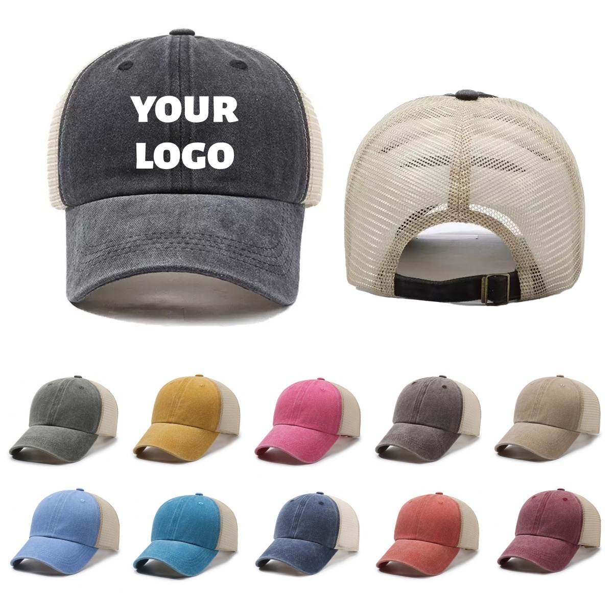 Visor Sun Hat - Gorra de béisbol de malla lavada