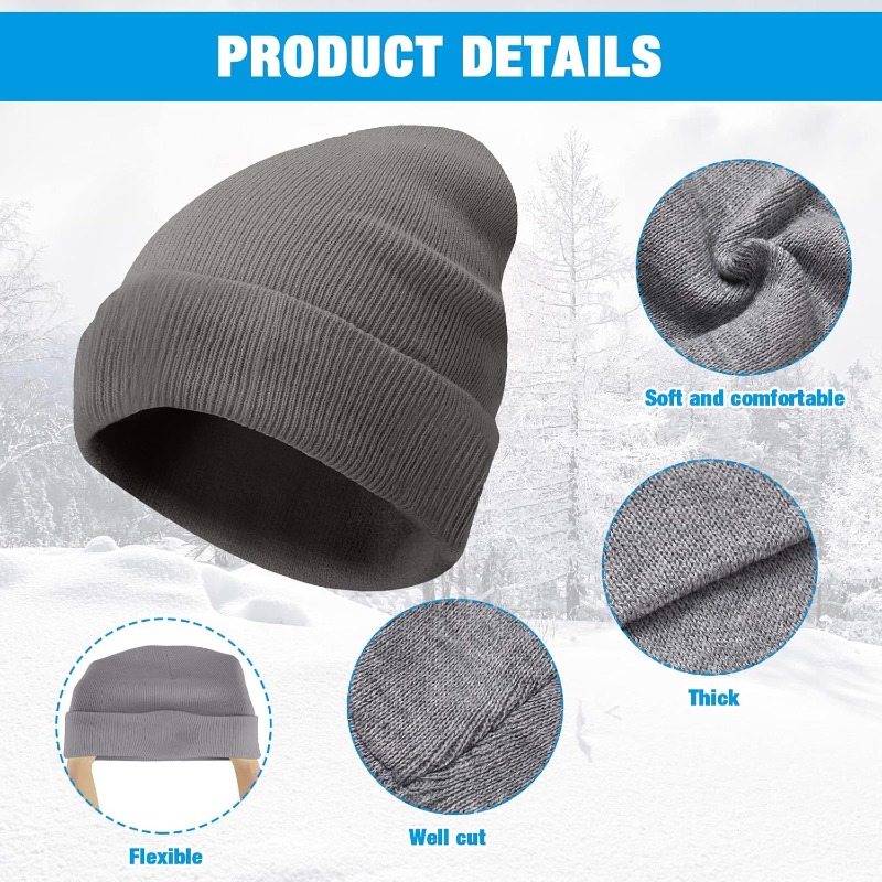 Gorro grueso y cálido de invie - Beanie Cuffed Knit reseña y precio